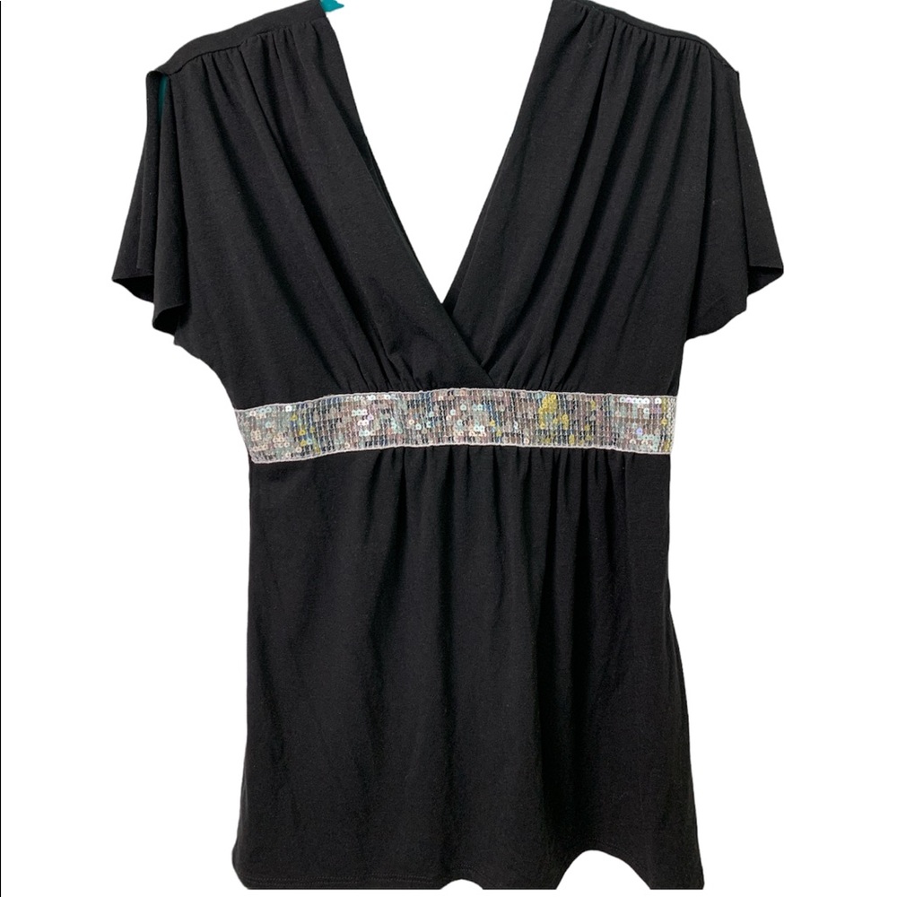 A’GACI black silver sequin Blouse